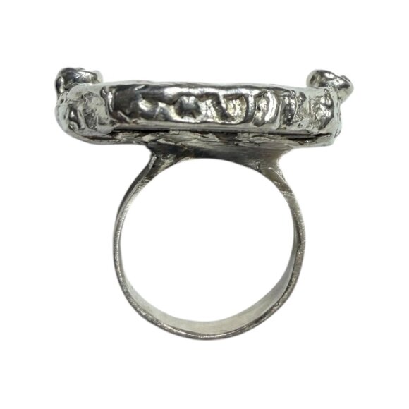 Broken China Ring With Upcycled Silver Spoon Band & Vintage Floral Design Sz 7.5 - Picture 4 of 10